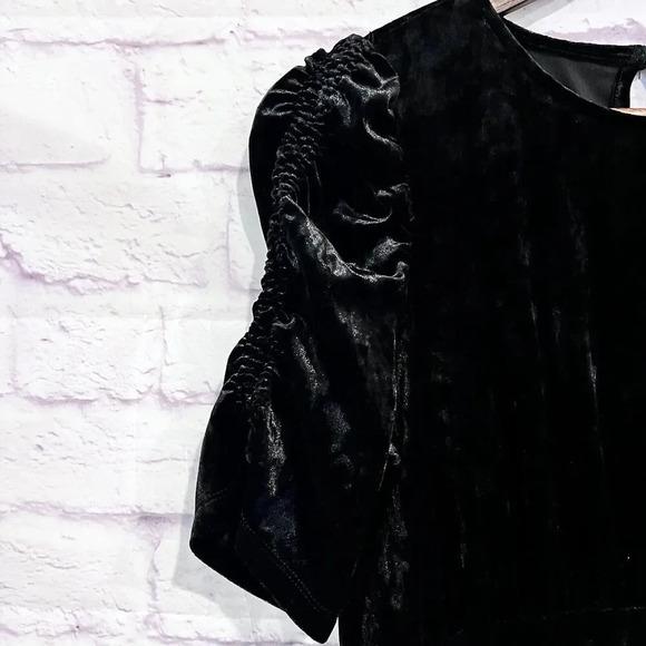 Who What Wear Black Velvet Dress Size Small Midi Short Sleeve Party Holiday - Picture 7 of 14